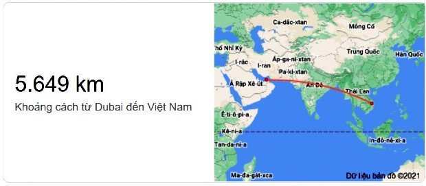 Từ Việt Nam sang Dubai bao nhiêu km