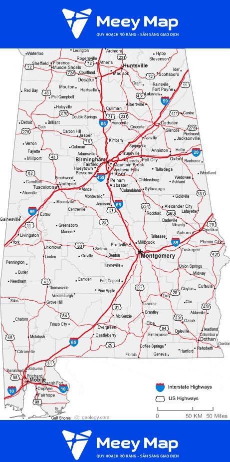 Bản đồ bang Alabama