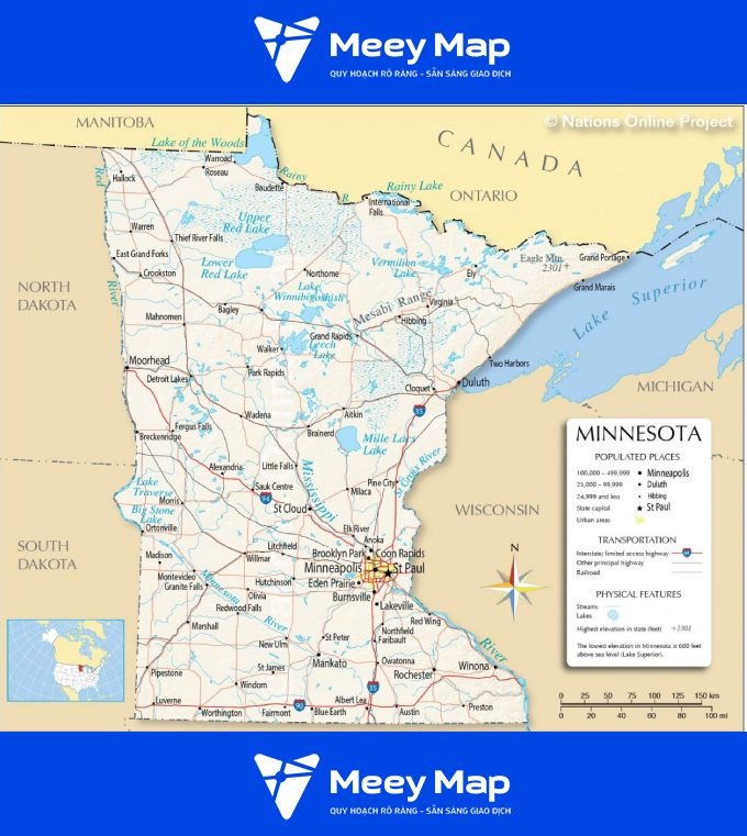 Bản đồ bang Minnesota