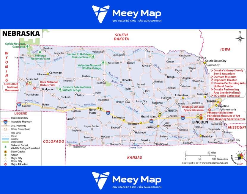 Bản đồ bang Nebraska