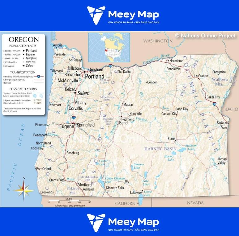Bản đồ bang Oregon