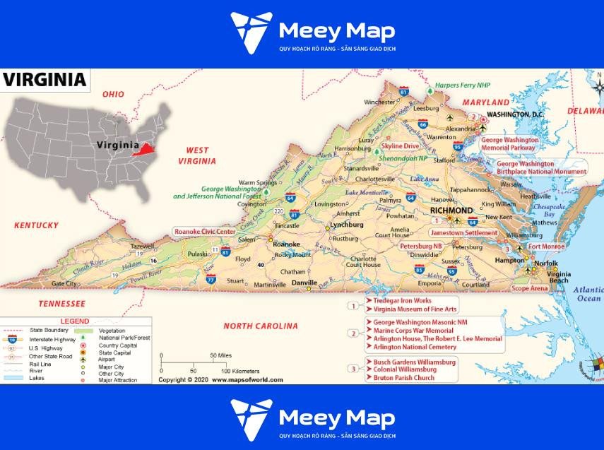Bản đồ bang Virginia