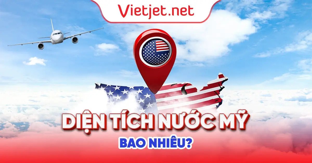 Bản đồ diện tích đất nước Mỹ hiển thị các vùng lãnh thổ chính