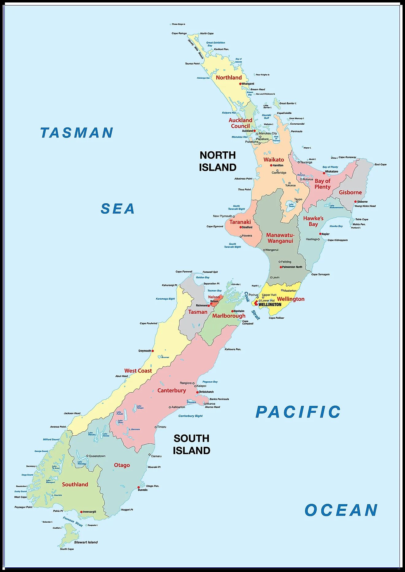 Bản đồ hành chính New Zealand
