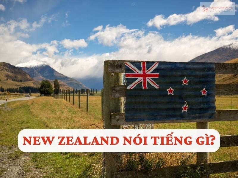 Bản đồ New Zealand với lá cờ, biểu tượng cho ngôn ngữ và quốc gia