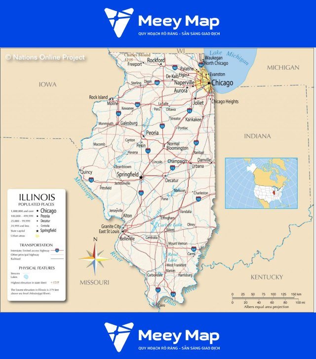Bản đồ tiểu bang Illinois