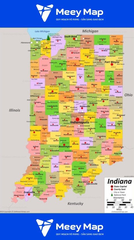Bản đồ tiểu bang Indiana