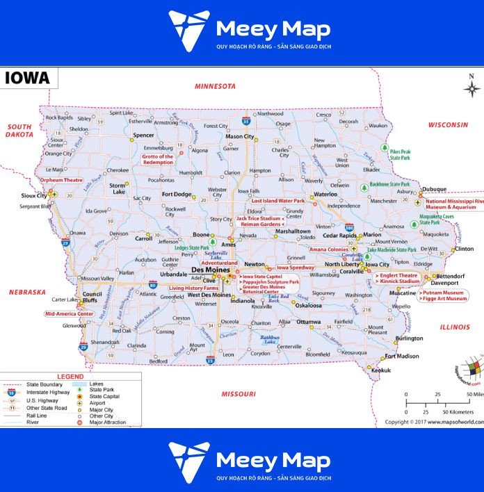 Bản đồ tiểu bang Iowa