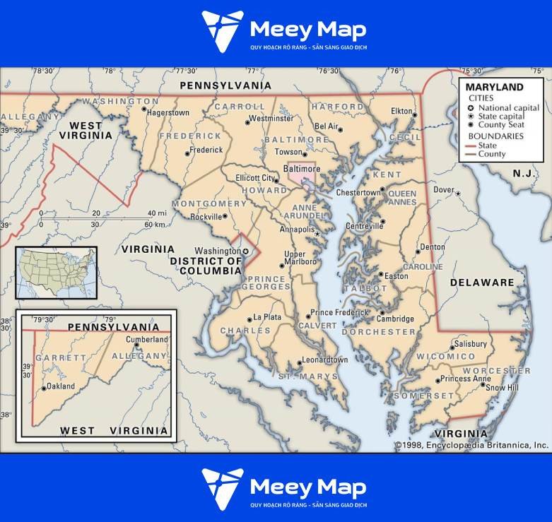 Bản đồ tiểu bang Maryland