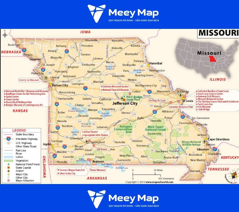 Bản đồ tiểu bang Missouri