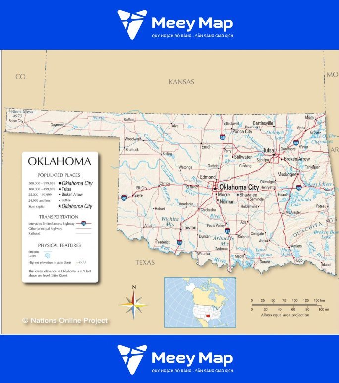 Bản đồ tiểu bang Oklahoma