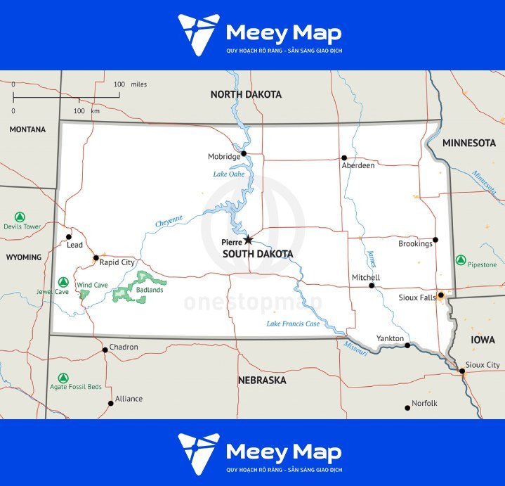Bản đồ tiểu bang South Dakota