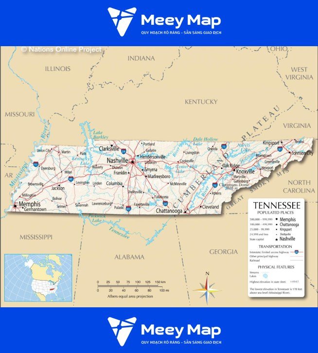 Bản đồ tiểu bang Tennessee