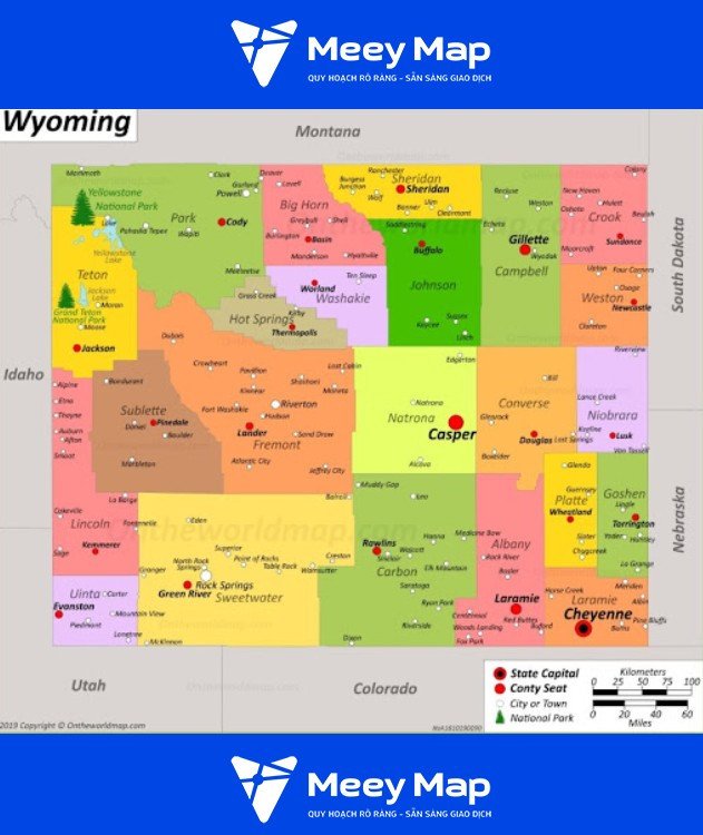 Bản đồ tiểu bang Wyoming