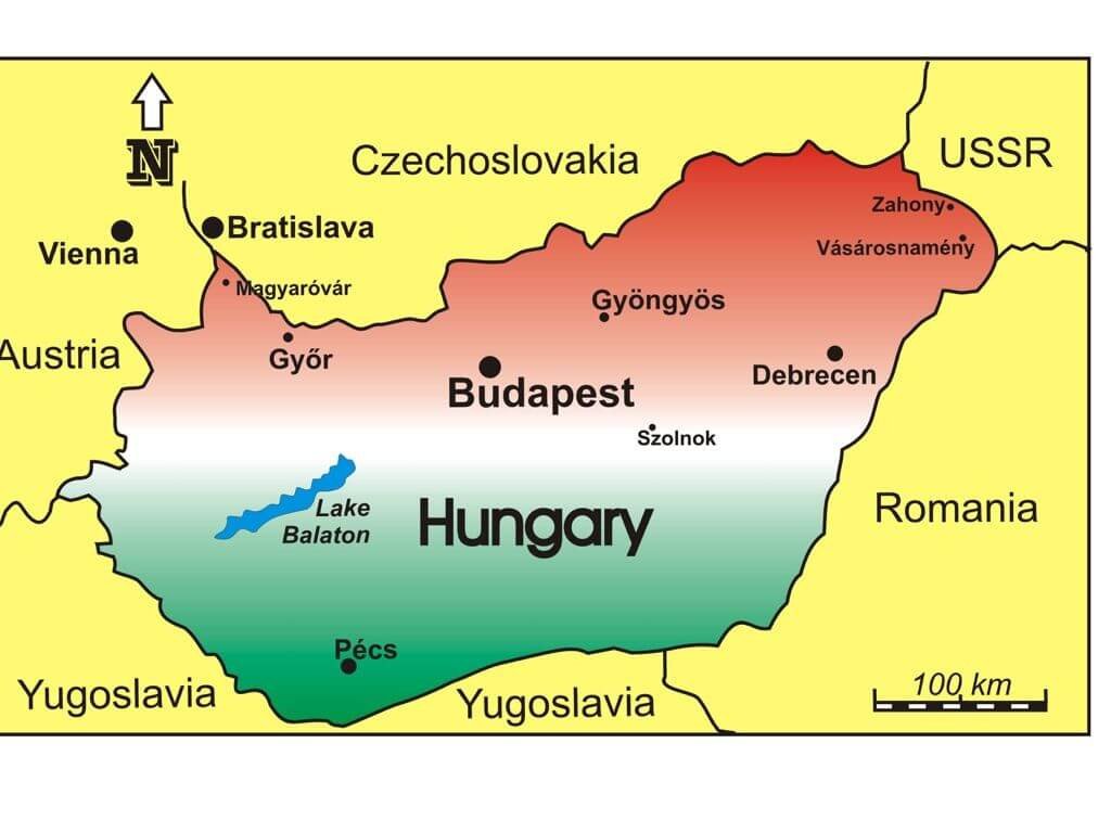 Bảng đồ Hungary và các nước láng giềng