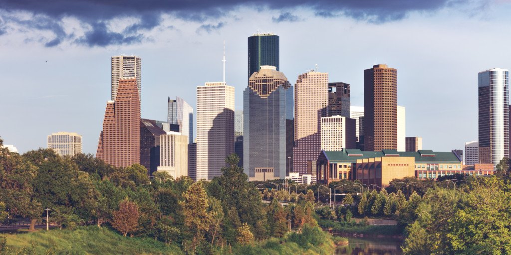 Bầu trời cao vút của thành phố Houston, trung tâm kinh tế sầm uất của bang Texas