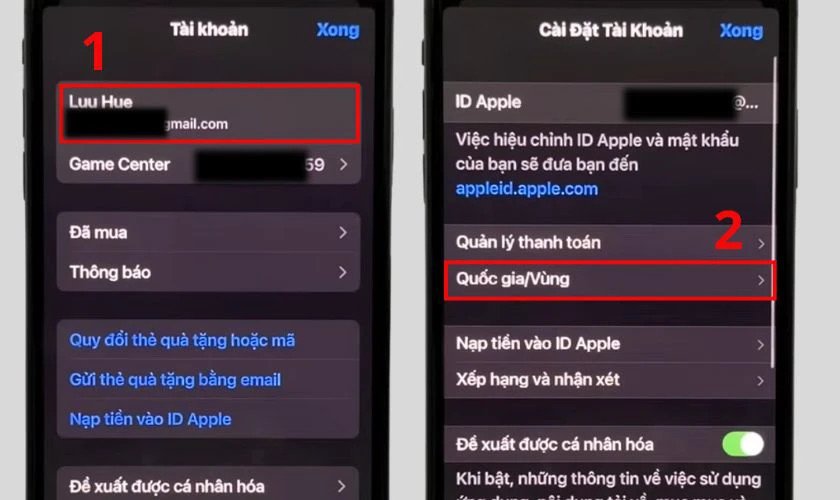 Chọn Quốc gia/Vùng để chuyển đổi khu vực App Store