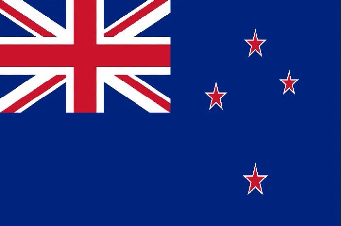 Cờ New Zealand nổi bật với Union Jack và bốn ngôi sao đỏ của Chòm sao Nam Thập