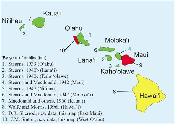 Diện tích của các hòn đảo thuộc quần đảo Hawaii