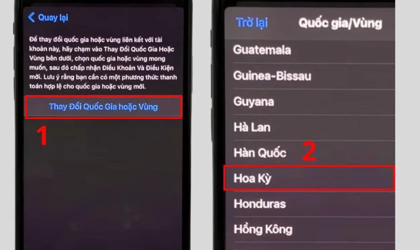Đồng ý các điều khoản khi đổi vùng App Store Mỹ
