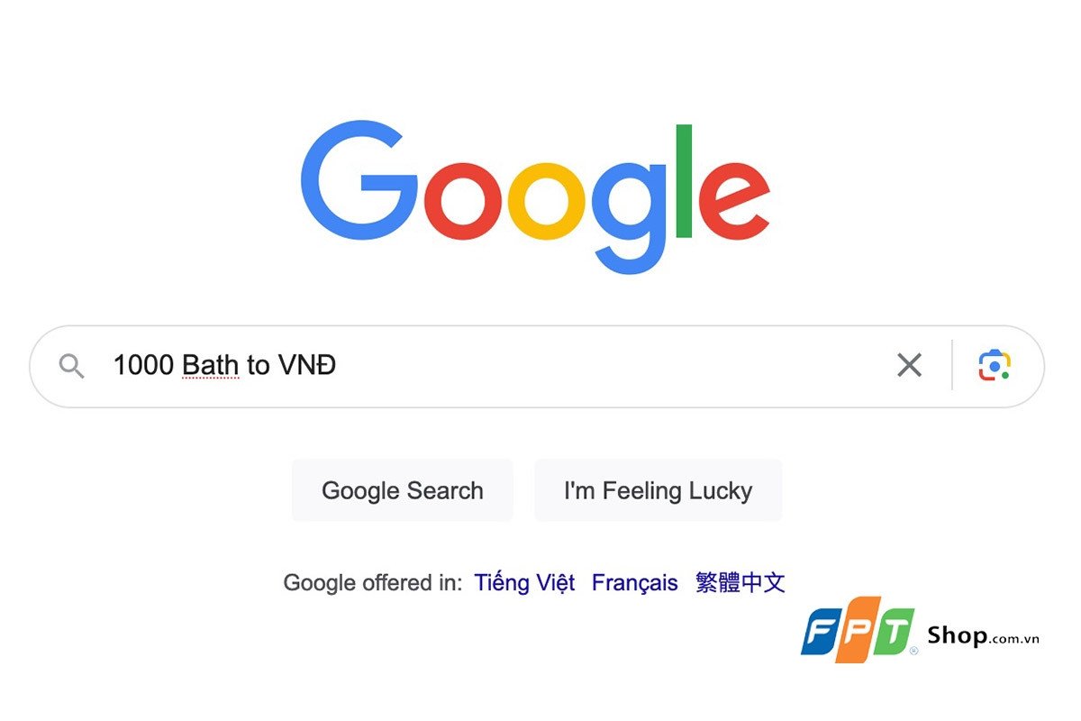 Giao diện Google hiển thị kết quả quy đổi 1000 Bath Thái sang VND