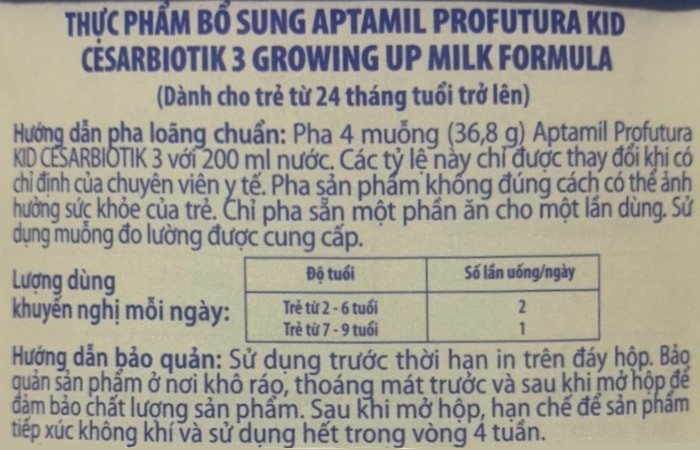 Hướng dẫn cách pha sữa Aptamil Profutura Kid số 3 chuẩn