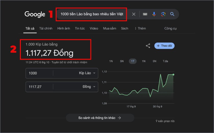 Hướng dẫn tra cứu tỷ giá tiền Kíp Lào qua công cụ Google
