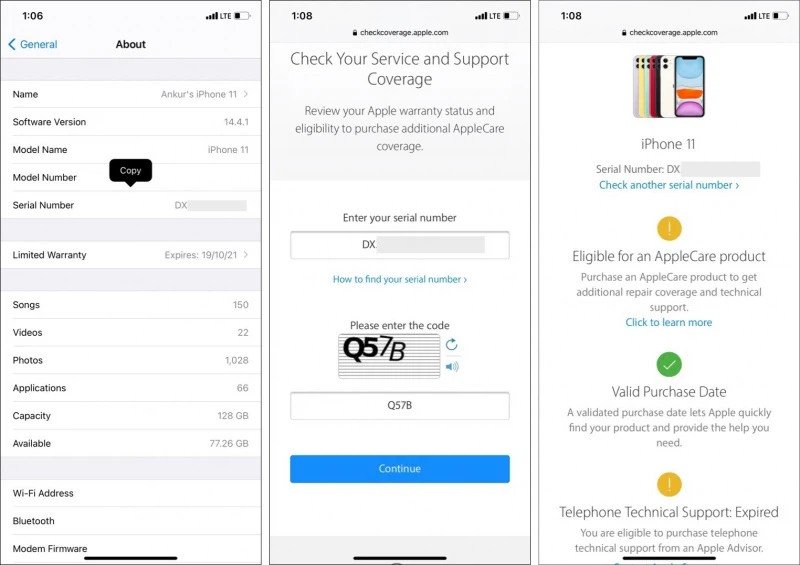 Kiểm tra IMEI trên trang Apple của iPhone ZD/A