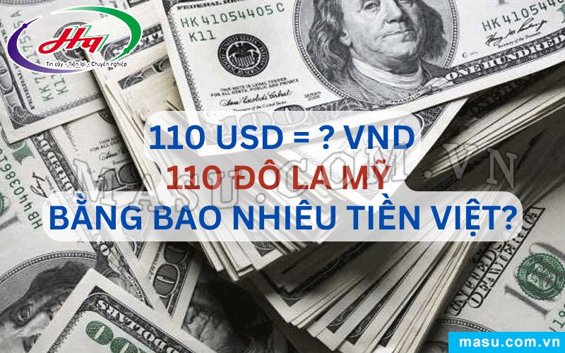 Mô tả 110 đô la Mỹ quy đổi thành tiền Việt Nam trên màn hình máy tính.