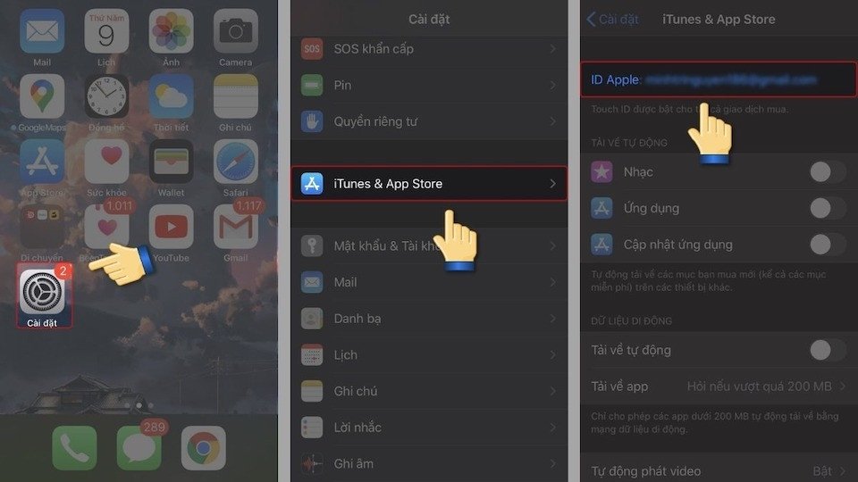 Mở ứng dụng Cài đặt trên iPhone hoặc iPad để tìm mục iTunes &amp; App Store