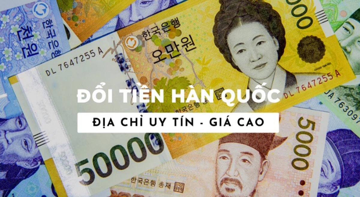 Quầy giao dịch ngân hàng hoặc tiệm vàng bạc, nơi khách hàng có thể đổi 1 nghìn won sang tiền Việt Nam