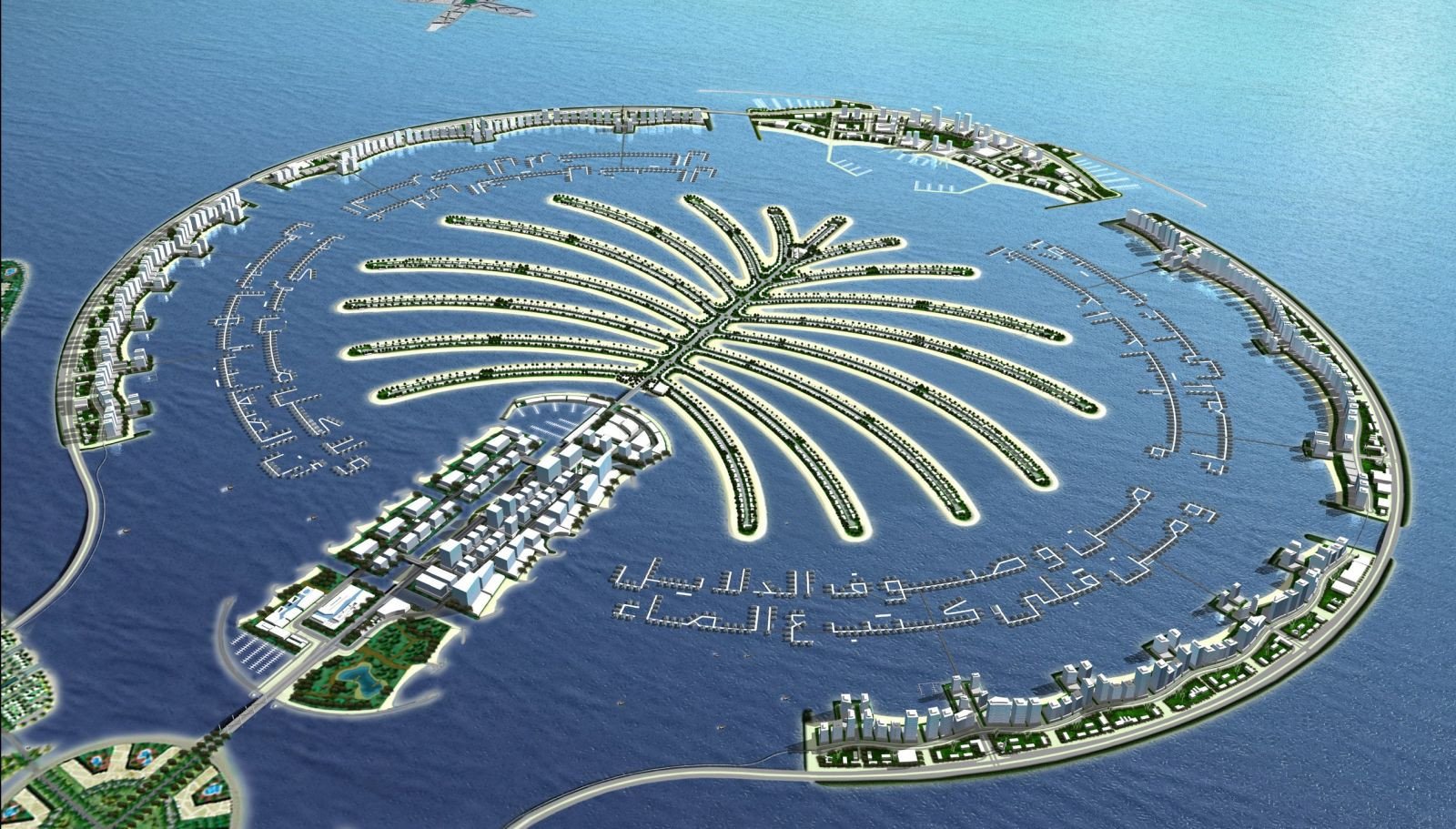Toàn cảnh Đảo Cọ Palm Jumeirah từ trên cao, một kỳ quan nhân tạo của Dubai
