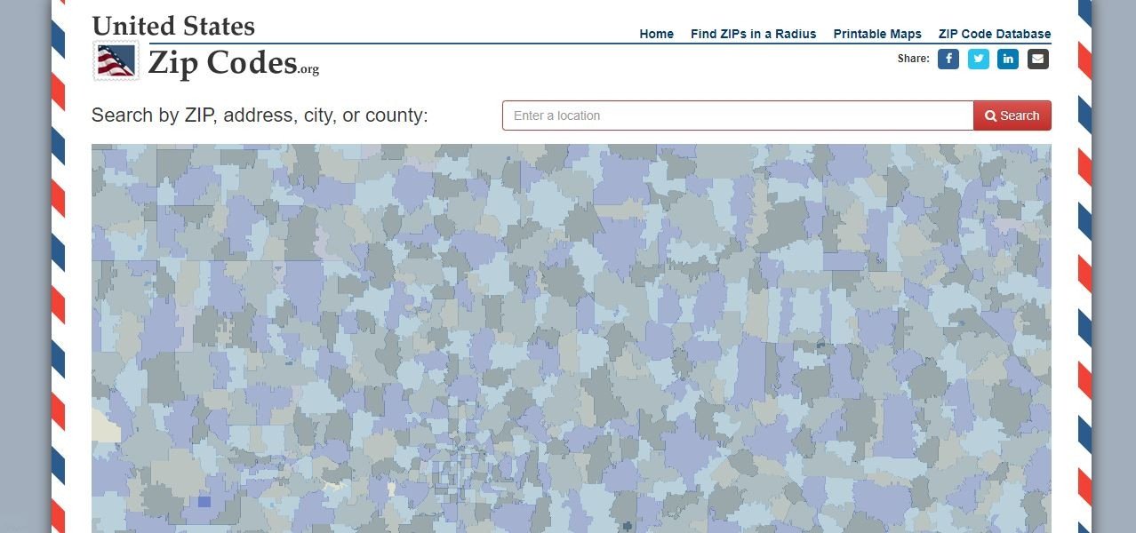 Trang web unitedstateszipcodes.org để tra cứu thông tin mã bưu chính Hoa Kỳ chi tiết.