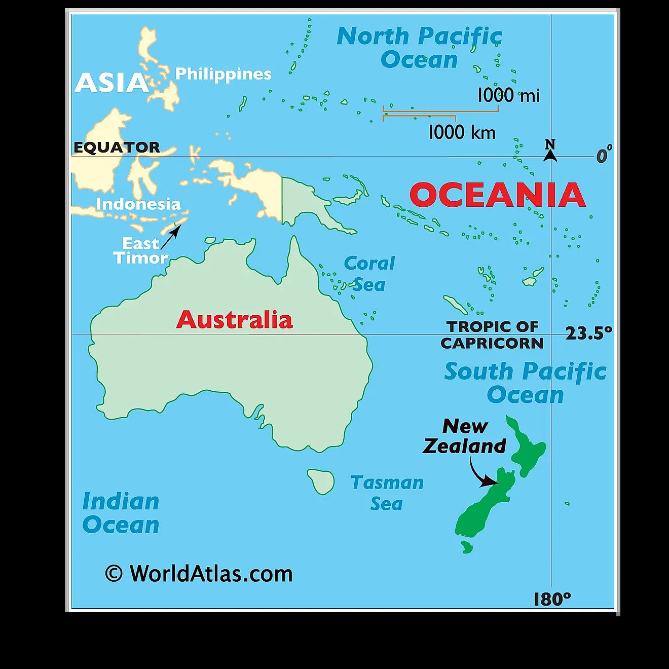 Vị trí New Zealand trên bản đồ thế giới