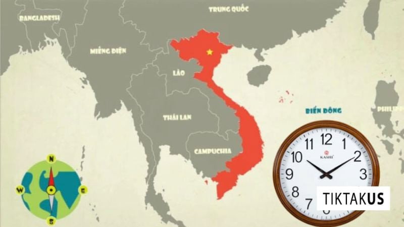 Bản đồ Đông Nam Á và các nước chung múi giờ với Việt Nam