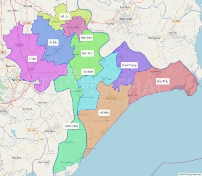 Bản đồ hành chính tỉnh Nam Định