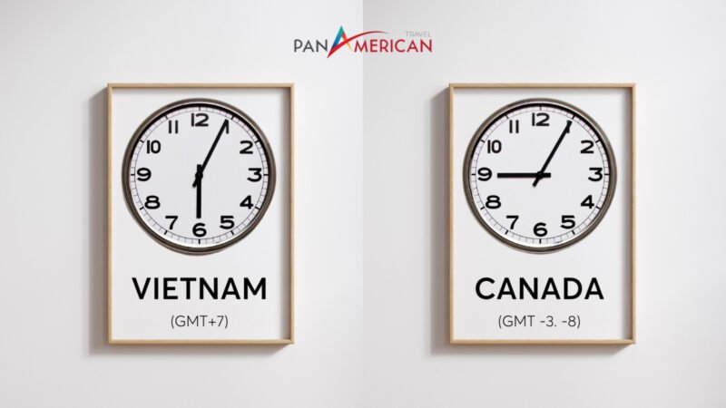 Bản đồ múi giờ Bắc Mỹ thể hiện sự chênh lệch thời gian giữa Canada và Việt Nam, giúp hiểu rõ canada cách việt nam bao nhiêu múi giờ.