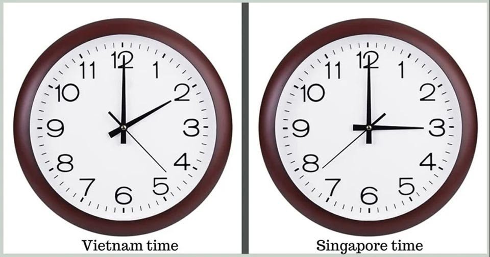 Bản đồ múi giờ toàn cầu hiển thị múi giờ Singapore