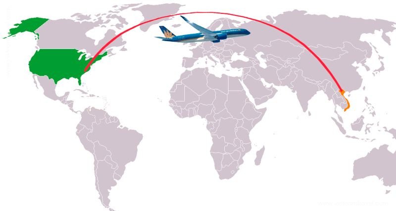 Canada Cách Việt Nam Nửa Vòng Trái Đất: Hành Trình Xuyên Lục Địa Bản đồ thế giới minh họa khoảng cách địa lý giữa Canada và Việt Nam, nhấn mạnh hành trình xa xôi nửa vòng trái đất