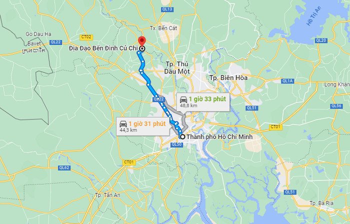 Cách di chuyển tới địa đạo Bến Đình Củ Chi