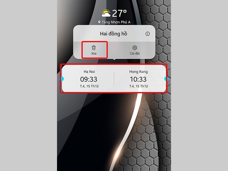 Cách xóa widget hai múi giờ khỏi màn hình điện thoại Android