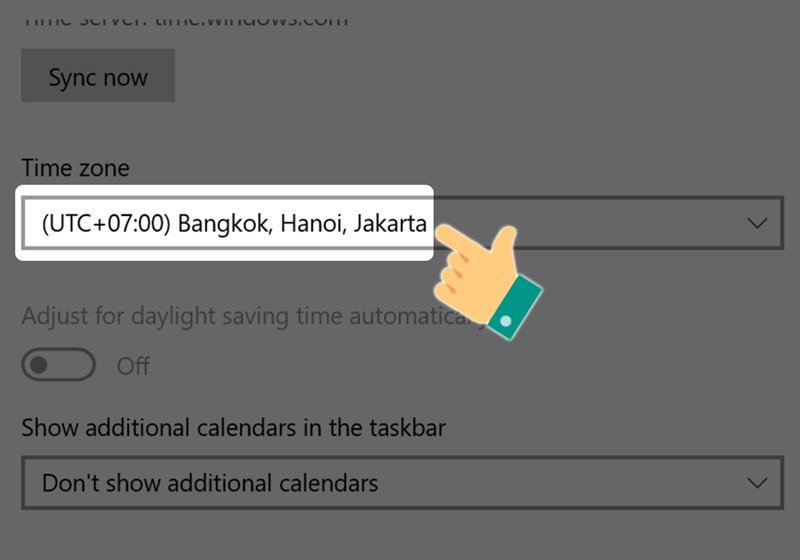 Chọn múi giờ UTC+07:00 (Bangkok, Hanoi, Jakarta) cho Việt Nam