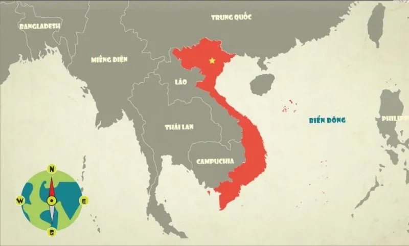 Cờ của Việt Nam, Lào, Campuchia và Thái Lan, tượng trưng cho các quốc gia cùng múi giờ