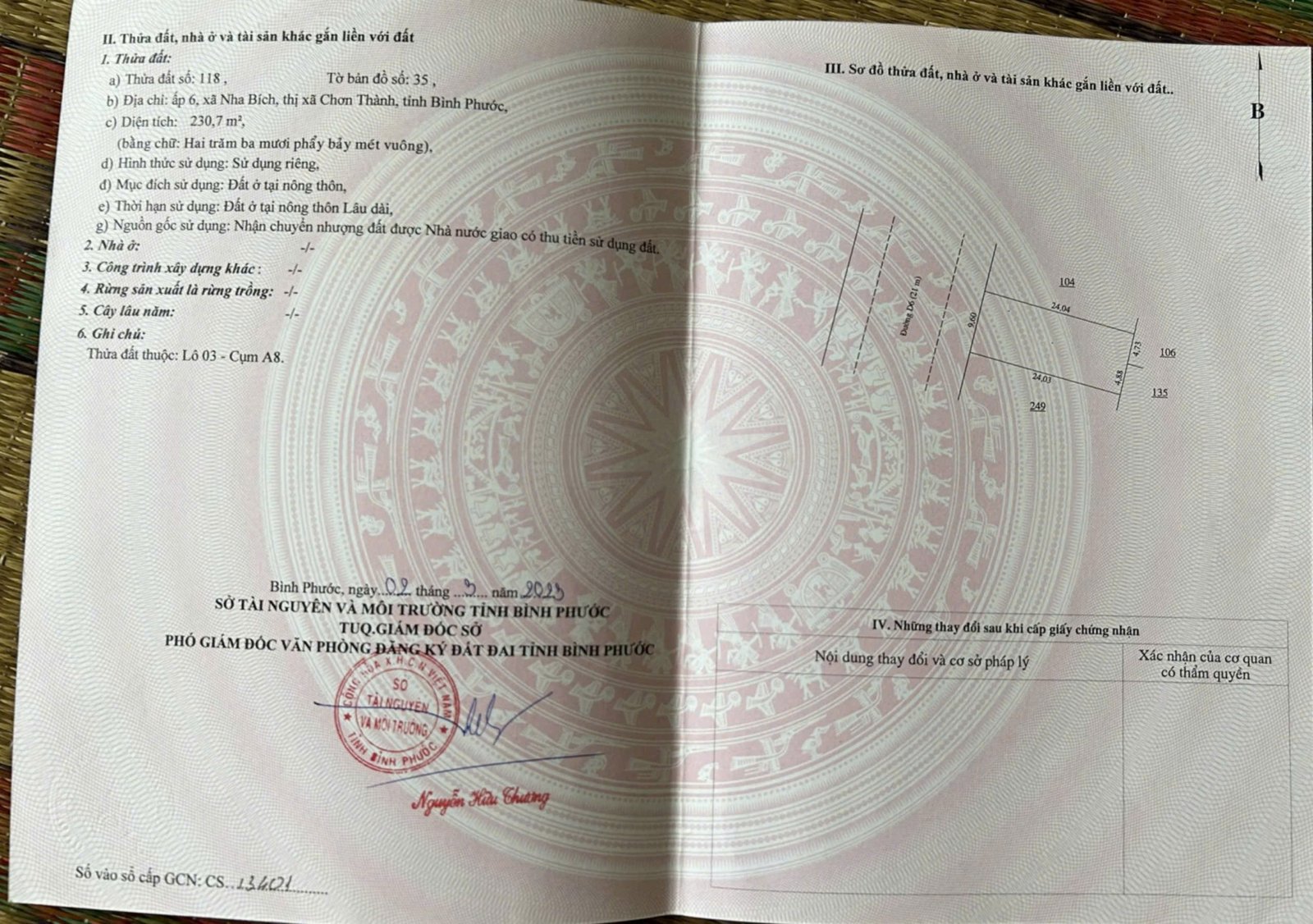 Đất nền ấp 6 Nha Bích tiềm năng đầu tư