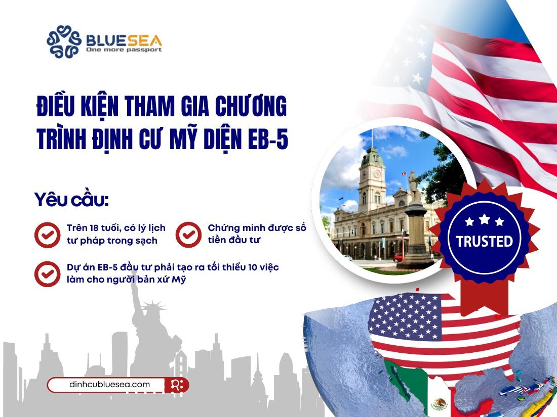 Điều kiện tham gia chương trình định cư Mỹ diện EB5 cho nhà đầu tư.