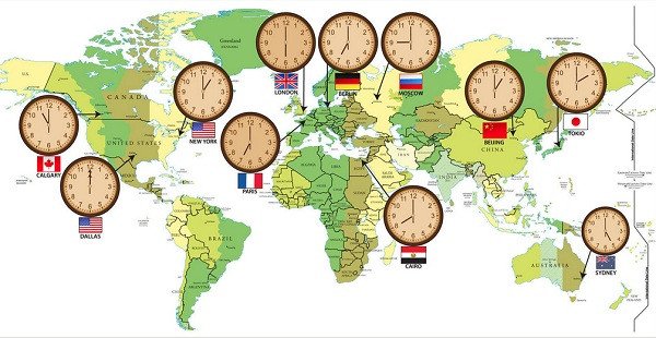 Đồng hồ hiển thị múi giờ Nhật Bản và Việt Nam, minh họa chênh lệch thời gian