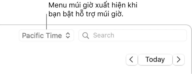 Giao diện lựa chọn múi giờ hiển thị các tùy chọn múi giờ khác nhau, giúp người dùng dễ dàng điều chỉnh thời gian cho các sự kiện quốc tế, bao gồm cả múi giờ -3.