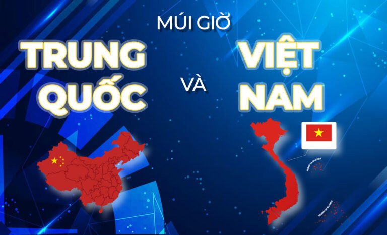 Hai đồng hồ hiển thị sự chênh lệch múi giờ giữa Việt Nam và Trung Quốc