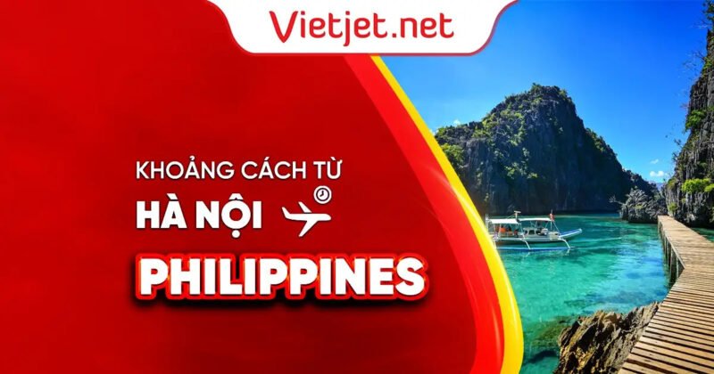 Khoảng cách Philippines và Việt Nam qua bản đồ khu vực Đông Nam Á, thể hiện đường bay