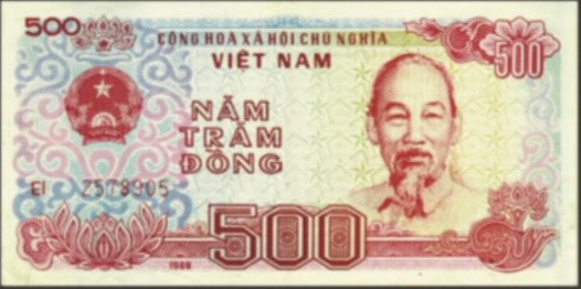 Kích thước tiền Việt Nam cotton 500 đồng